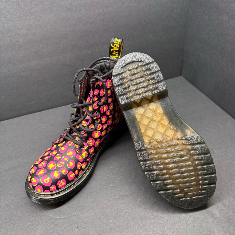 Dr. Martens Black and Pink Floral Combat Boots